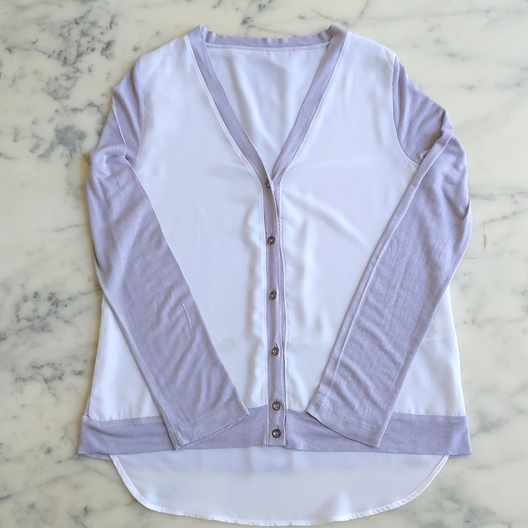 Two Color, Two Fabric and Two Layers Back Long Sleeve Button Down Shirt. - Picture 4 of 7